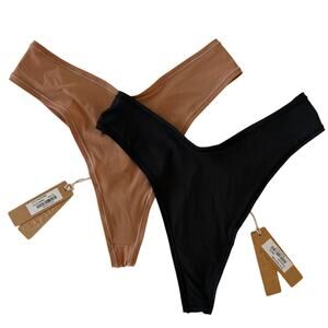SKIMS Jelly Sheer Dipped Thong Bundle Sienna Onyx XS NWT